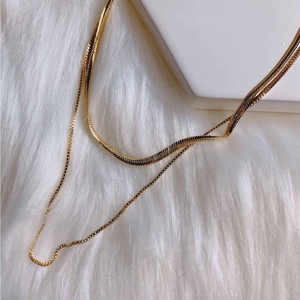 18K gold plated double layer necklace - Picture 3 of 4